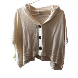 Xhilaration Creme Button Up Cardigan with Hood Crop Top Style